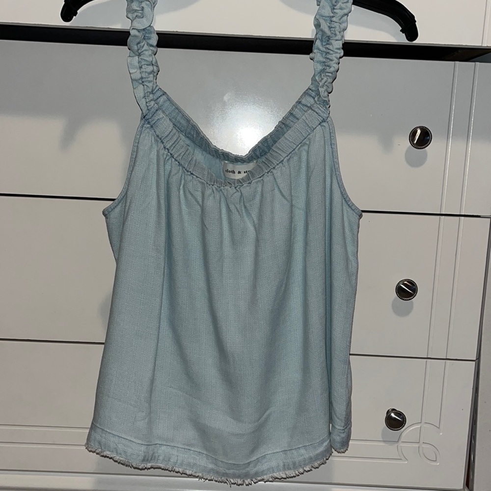 Cloth and Stone Gathered Chambray Tank